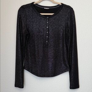 Pilcro Anthropologie Andie Ribbed Spotlight Henley LongSleeve